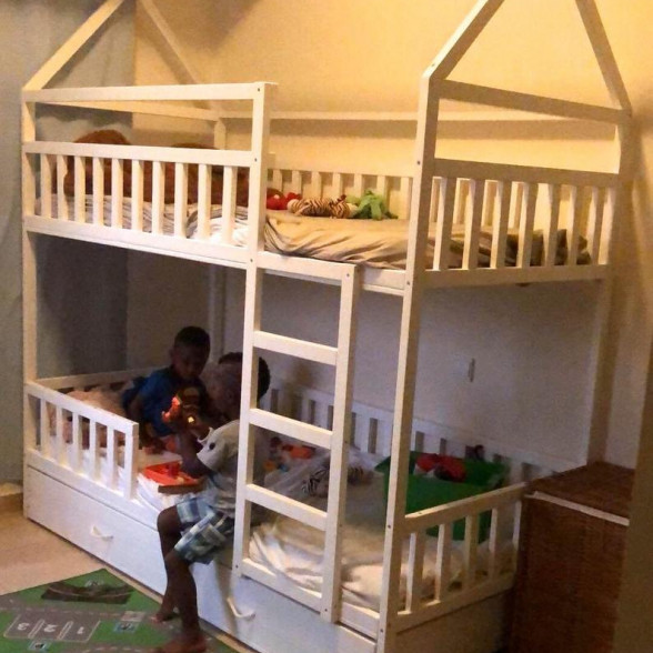 PAINTED with ECO paint or wax bunk bed with trundle or drawer, Montessori floor bed, kid bed, wood bed, children home, children bed, kids bedroom, floor bed