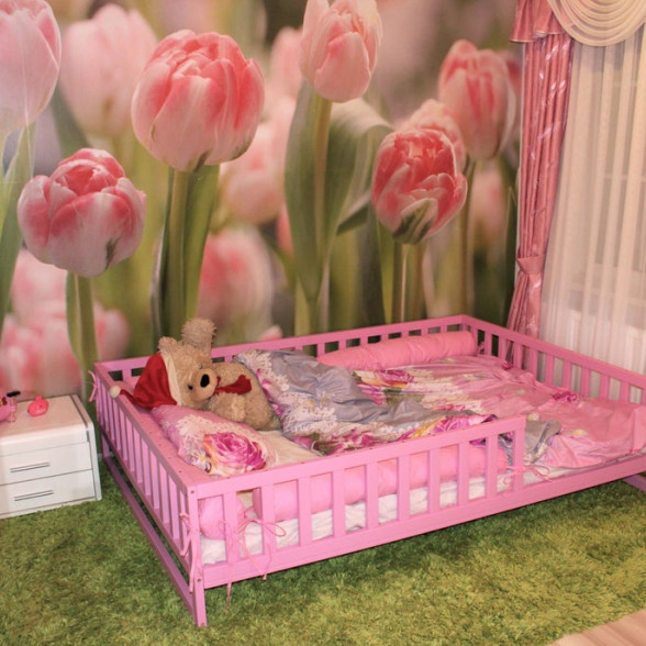 Painted toddler bed , childrens beds, kids beds, wood bed, waldorf toy, Montessori bed, kids bedroom, floor bed