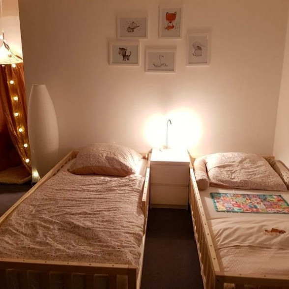 Painted with eco paint toddler bed , children bed, Montessori bed, kid bed, wood bed, kids bedroom, floor bed