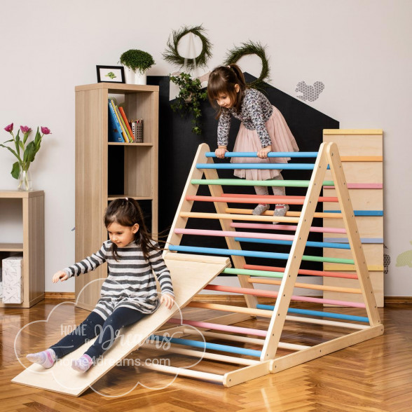 Adjustable Wooden Pikler Triangle Climber Toy In 3 Positions